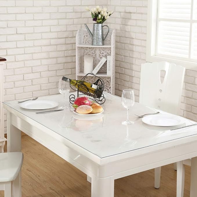 NECAUX Custom 40 x 56 Inch Clear Table Cover Protector, 1.5mm Thick Plastic Waterproof Heavy Duty Desk Pad Mat Non-Slip Tablecloth Protector for Coffee Table, Sofa Table, Media Stand, Countertop