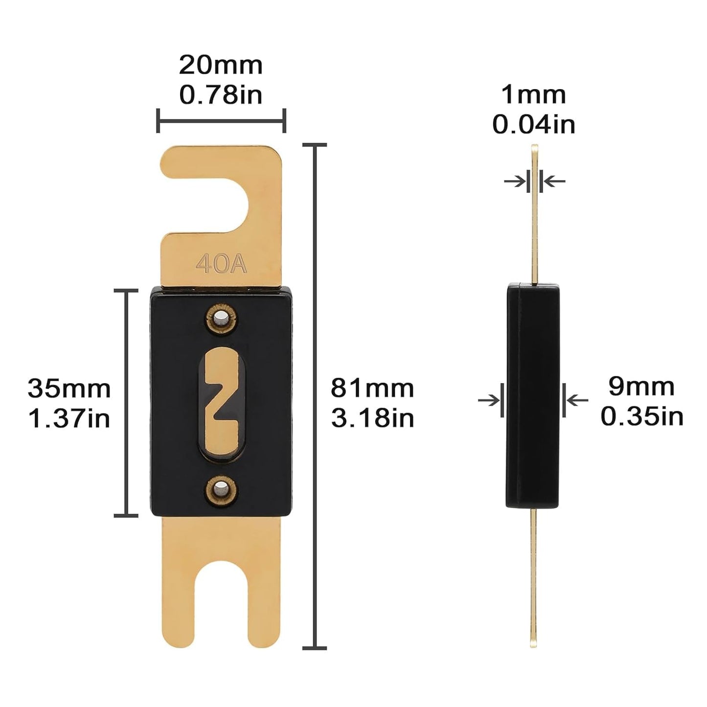 40A ANL Fuse 40 Amp Inline Blade Fuses 32V for Car Audio Inverter Automotive Stereo (Pack of 3 pcs)