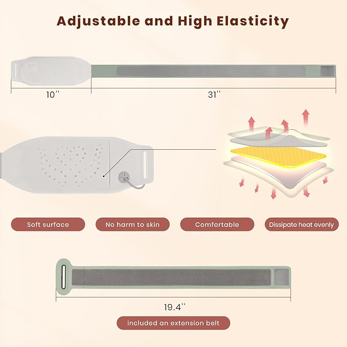 Portable Heating Pad for Cramps and Back Pain, Menstrual Cramp Relief Wearable Heating Pad for Women and Girls, Wireless Heating Pads with 3 Temperature Setting & Battery Powered