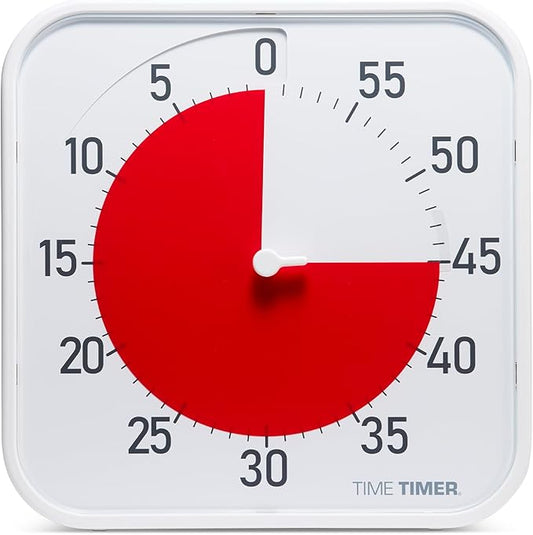 Time Timer Original 12" Visual Countdown Timer – Large 60-Minute Classroom Visual Timer for Modern classrooms, Student Groups & Adult Meetings – Helps with Focus, ADHD, Autism – (Red & White)