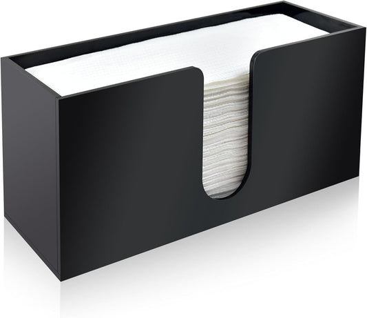 1Pack Paper Towel Holder Countertop, Black Acrylic Napkin Dispenser, Multifold Paper Towel Dispenser for Z-fold C-fold MultiFold Trifold-Bathroom Toilet Kitchen Restaurant