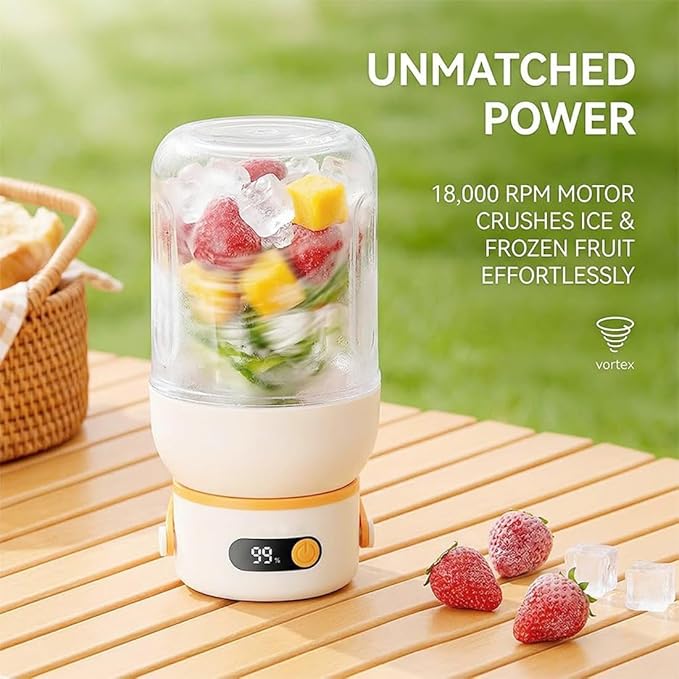 Portable Electric Juicer Cup with Zero Cord Hassle, 800-1200ML Personal Rechargeable Blender Portable for Shakes and Smoothies, with 36 Stainless Steel Blades, Straw and Two Lids (1000ML/35.27OZ)