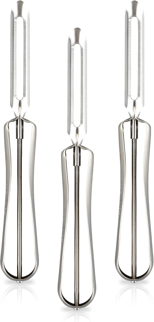 Linden Sweden Original Jonas Vegetable Peelers for Kitchen - Made In Sweden - Carrot Peeler with Ergonomic Handle for Safety and Control - Dishwasher Safe Potato Peelers - 3-Pack - Stainless Steel