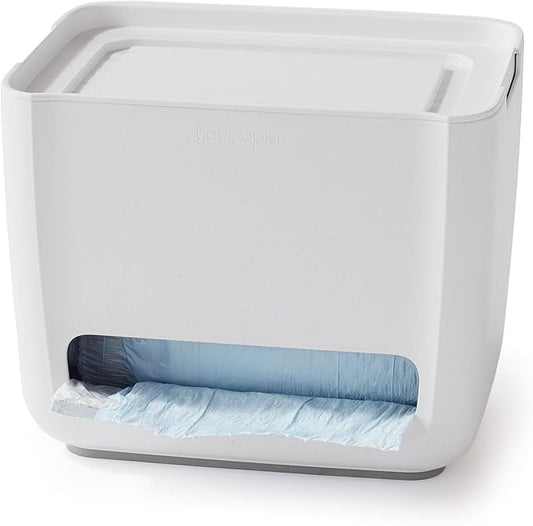 YouCopia SinkSuite Trash Bag Dispenser, Standing Garbage Bag Organizer with Removable Lid and Cradle for Storage, Speckled White