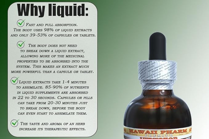 Hawthorn Alcohol-Free Liquid Extract, Hawthorn (Crataegus Laevigata) Dried Leaf and Flower Glycerite Hawaii Pharm Natural Herbal Supplement 4 oz