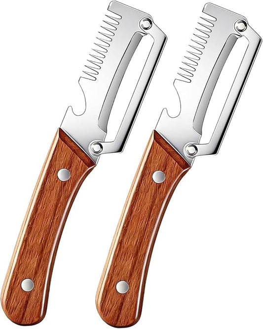 2-Pack Premium Vegetable Peeler with Wooden Handle and Bottle Opener, Multi-Functional Vegetable Peeler for Kitchen, Kitchen Gadgets Tool for Fruit Pumpkin Peeling Potato Carrot Veggie Peeler
