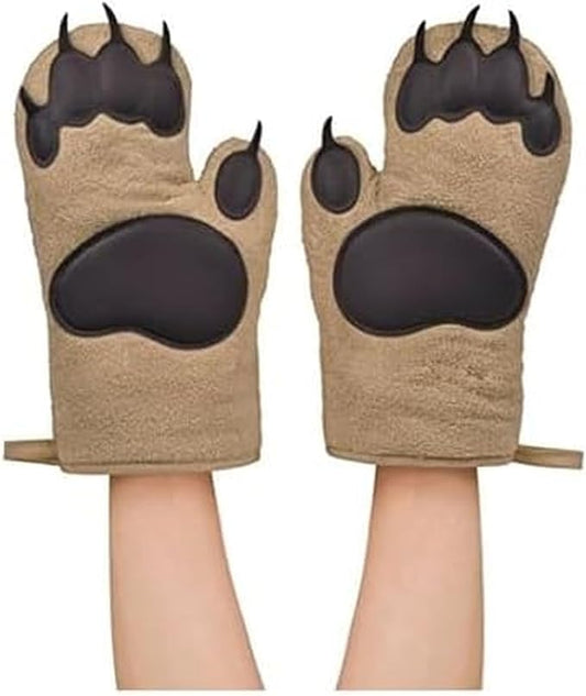 Genuine Fred Bear Hands Oven Mitts – Heat-Resistant Silicone and Cotton Gloves, Fun Gift for Bakers, Animal Lovers, White Elephant or Housewarming