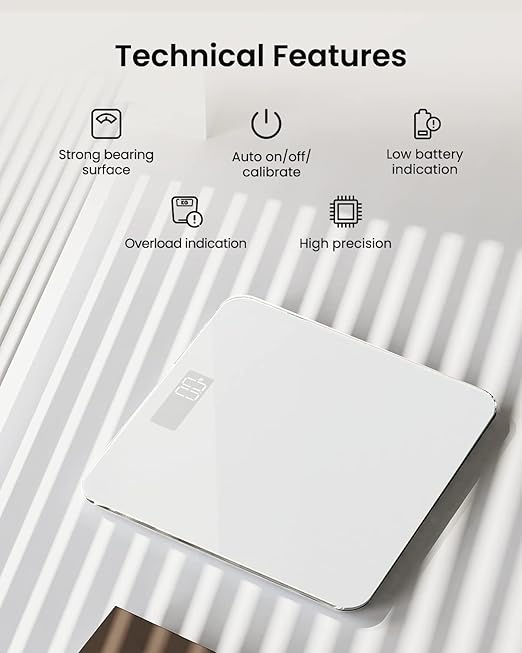 RENPHO Digital Bathroom Scale, Highly Accurate Core 1S Body Weight Scale with Lighted LED Display, Round Corner Design(11"/280mm, White)
