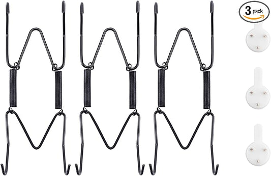 Bilillo 3 Pack Plate Hangers for The Wall, Suitable for 4''-5'' Decorative Plate,Invisible Heavy Duty Wire Plate Holder with Wall Hooks, Plate Hangers for Displaying Plates, Platter, Dish (Black)