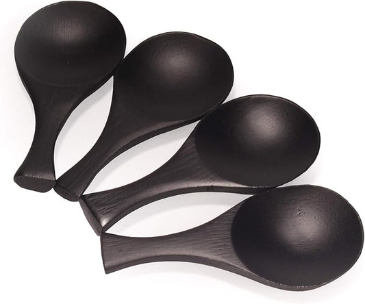 BambooMN - 3.5" Small Solid Bamboo Round Scoop - Black - 30pcs