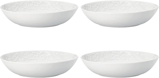 Lenox 895726 Opal Innocence Carved Pasta Bowls, Set Of 4, Service For 4, 2 x 9-Inch Diameter