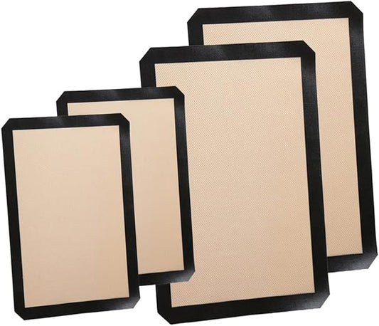 Cabilock 4pcs Silicone Fiberglass Baking Mat Heatproof Oven Mat Nonstick Baking for Cookie Biscuit Pizza Making
