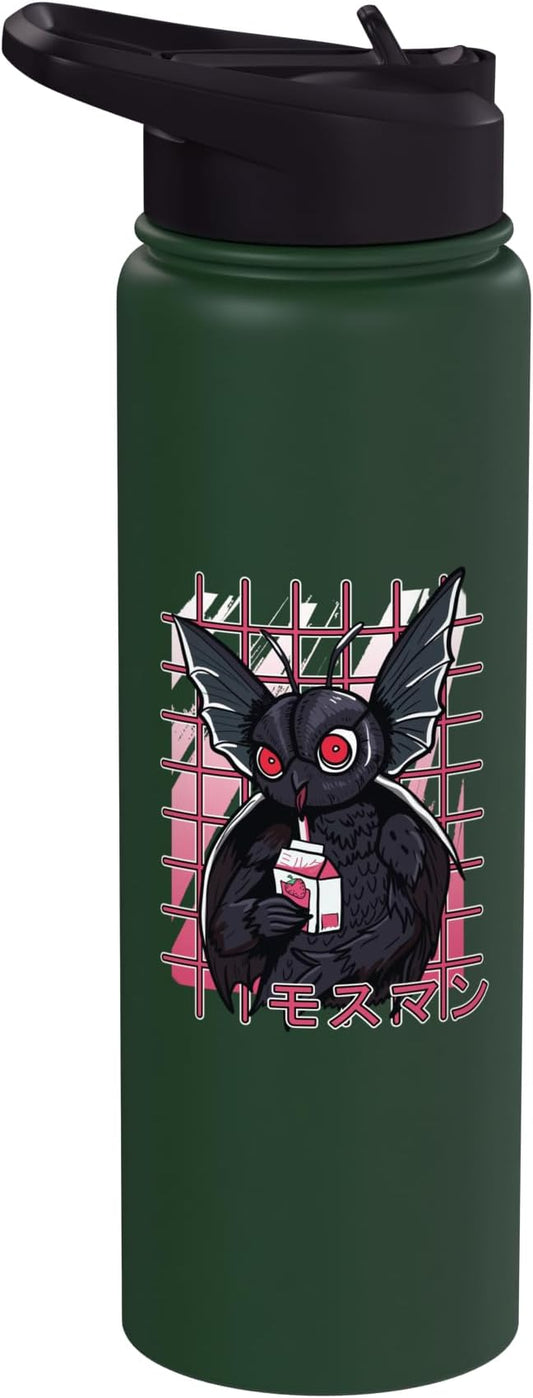 Mothman Kawaii Strawberry Milk Shake Carton Cryptids Stainless Steel Insulated Water Bottle