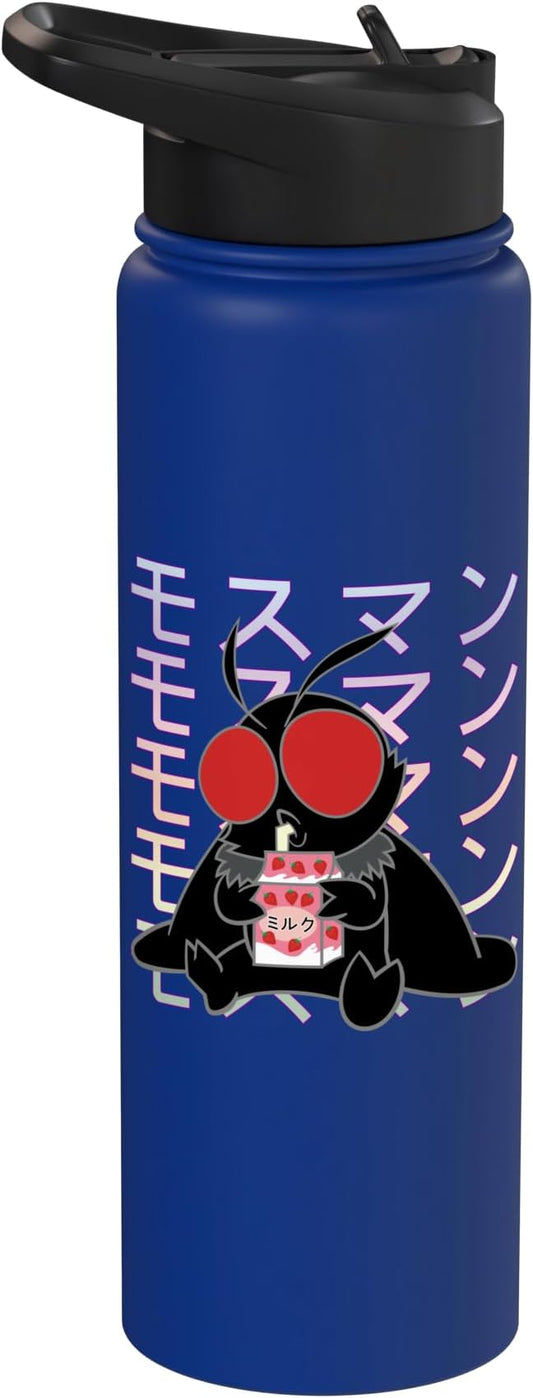 Mothman Kawaii Strawberry Milk Shake Carton Stainless Steel Insulated Water Bottle