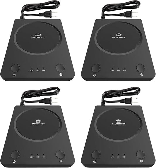 SEALON SLM03 Electric Coffee Mug Warmer (Black, 4 Pack) - 3-Temperature Desk Cup Warmer with Auto Shut-Off (4 Hours) for Heating Coffee, Tea, Milk & Beverages