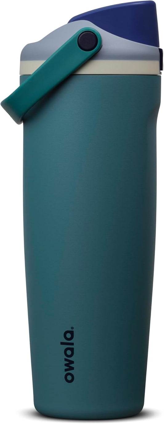 Owala FreeSip Sway Insulated Stainless Steel Water Bottle with Two-Way Spout, Built-In Straw and Bucket Handle, Made for Travel, School, and Sports, 30oz, BPA Free, Leak Proof, Denim
