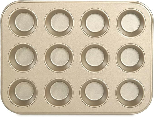Glad Mini Muffin Pan Nonstick - Heavy Duty Metal Cupcake Tin with Small Baking Cups, Mini 12-Cup
