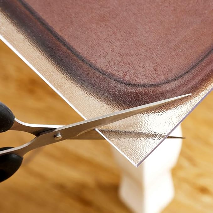 NECAUX Custom Multisize 1.5mm Thick Clear PVC Table Cover Protector - 48 x 96 Inch Kitchen Wood Grain Vinyl Table Cover Rectangular Table Pad for 8 Foot Dining Room Table/Meeting Table