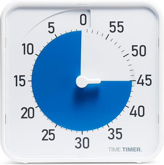 Time Timer Original 8" Visual Countdown Timer – Medium 60-Minute Silent Classroom Visual Timer for SEL, Emotional Regulation, Focus, Calm Transitions, ADHD, Autism – (Blue & White)