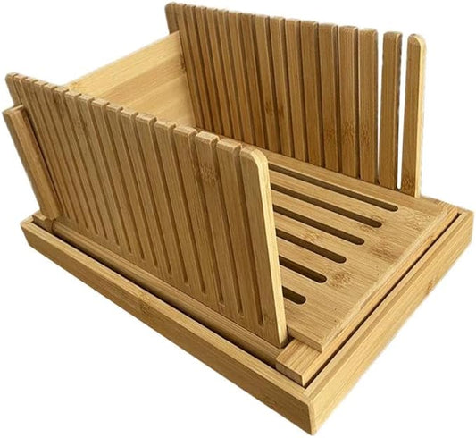 Generic Bamboo Bread Slicing Tool with Crumb Tray for Homemade Loaves, style B