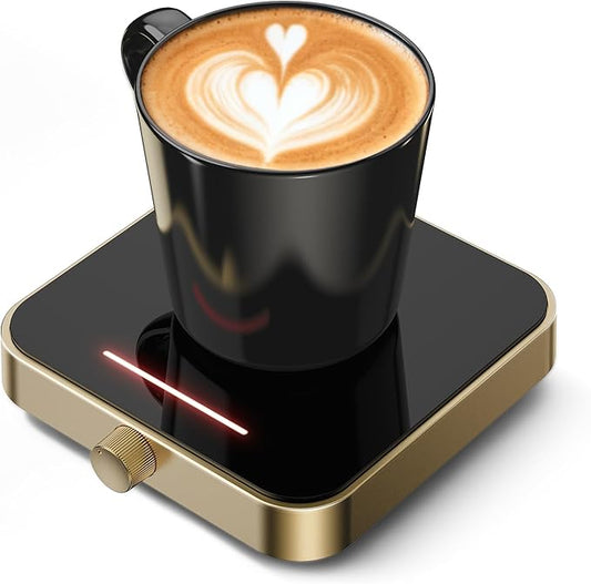 Maestri House Mug Warmer, Electric Coffee Cup Warmer for Desk with 3-Temp Settings,Auto Shut Off, Constant Temperature Heating for Beverage, Milk, Tea and Hot Chocolate at Home & Office (Gold)