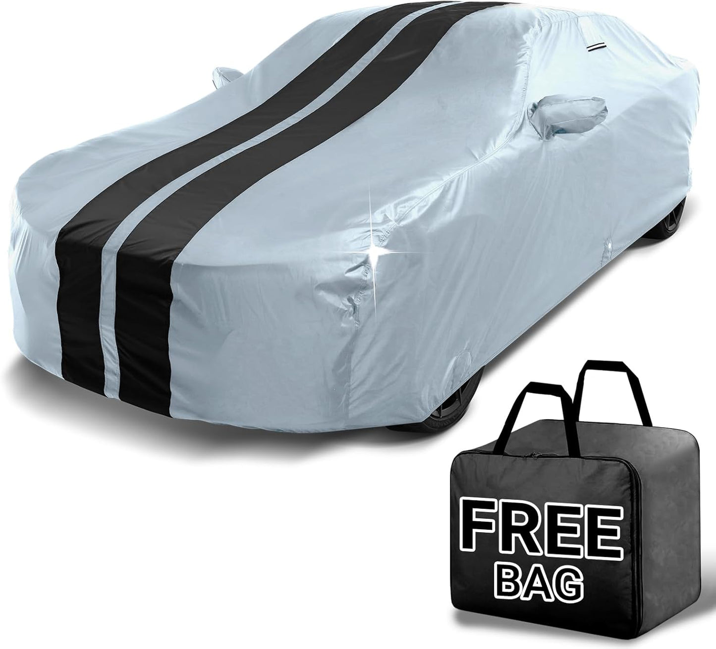 iCarCover Custom Car Cover for Buick Electra (1985-1990) Waterproof All-Weather Rain Snow UV Sun Protector Full Exterior Indoor Outdoor Car Cover (Stripe - Gray/Black)
