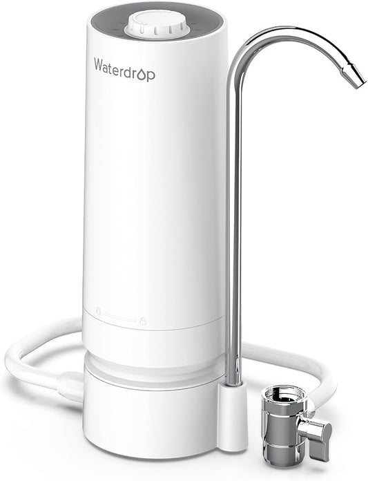 Waterdrop CTF-05 Water Filter for Sink Faucet, Countertop Water Filter System and Filter Life Reminder, Reduces Heavy Metals, Bad Odor, and 99% Chlorine, 8000 Gallons, 1 Filter