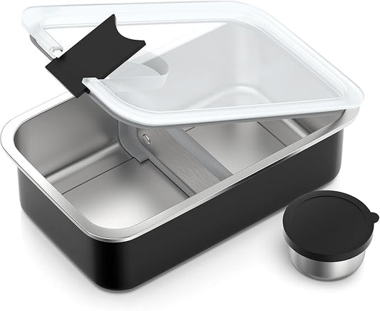 Bakpoco Stainless Steel Bento Lunch Box for Adult, 42oz Leak-Proof Lunch Box Containers, Microwave-Safe, with Adjustable Divider, Convenient Metal Lunchbox for Work, Travel