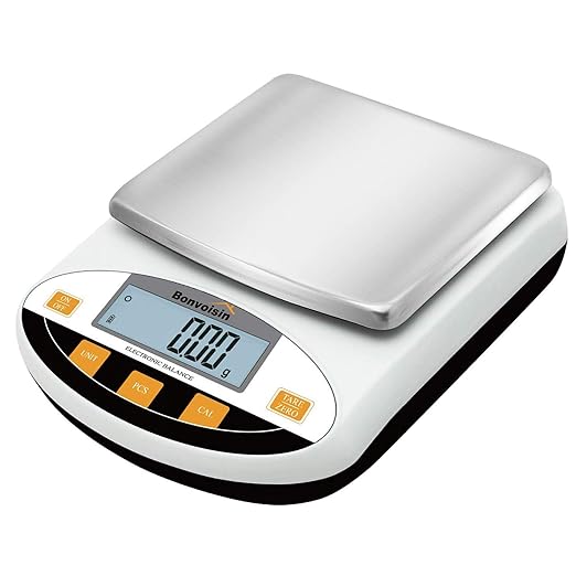 Bonvoisin Lab Scale 1000g x 0.01g Digital Precision Analytical Balance 10mg High Precision Electronic Balance Jewelry Scale Kitchen Scale Scientific Scale Laboratory Scale Balance (1000g x 0.01g)