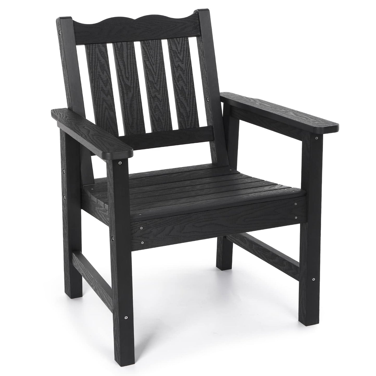 Stoog All-Weather Outdoor Chairs, Patio Dining Chair with Curved Backrest, 400 lbs Support Patio Chair, Black