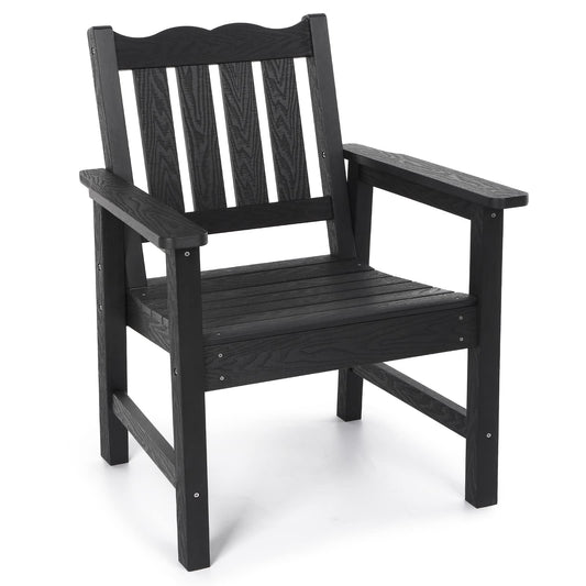 Stoog All-Weather Outdoor Chairs, Patio Dining Chair with Curved Backrest, 400 lbs Support Patio Chair, Black