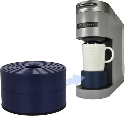 Elevate Anti-Splash Cup Riser Accessory for most Keurig K-cup, Cuisinart Single Serve, and other Coffee Makers, Adjustable for Cup Size and Drip Tray Type (Dark Blue with Black Base)