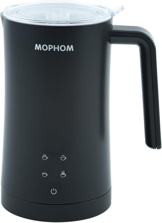 Milk Frother, 4 in 1 Electric Milk Steamer,11.84oz/350ml Automatic Warm and Cold Foam frother for Coffee, Latte, Macchiato, Cappuccino, Hot Chocolate,From the Makers of Mophom 400W,Black
