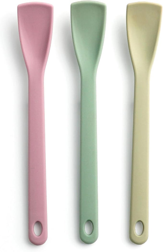 Platinum Silicone Mini Spatula Set, 3-Piece Spoonula & Jar Scraper, Perfect Scraping for Baking, Mixing & Stir Fry, Nonstick-Safe, Sit-Up Design, Food Grade, Made in Korea