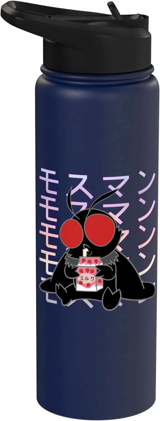Mothman Kawaii Strawberry Milk Shake Carton Stainless Steel Insulated Water Bottle