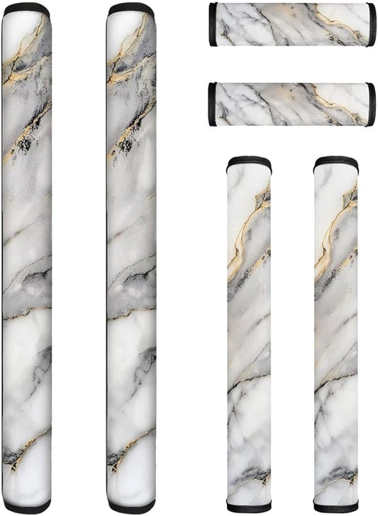 Refrigerator Door Handle Covers Set of 6, Antiskid for Fridge Oven Dishwasher Keep Your Kitchen Appliance Clean from Smudges, Food Stains for Home Decoration, White Grey Gold Marble