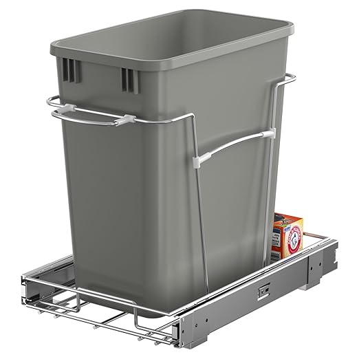 Pull Out Trash Can for Kitchen Cabinets, Under Sink Garbage Bin with 35 Qt / 8.75 Gal can, Full Extension Slides, Heavy-Duty Steel Frame Requires Minimum 13" W x 22" D Cabinet Opening