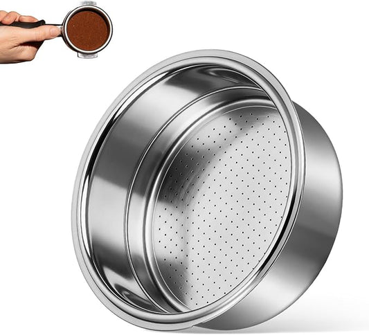 Stainless Steel Coffee Filter, 51mm Double Layer Pressurized Filter Basket Espresso Filter Basket Espresso Machine Parts for Portafilter Coffee Machine(Double Cup)