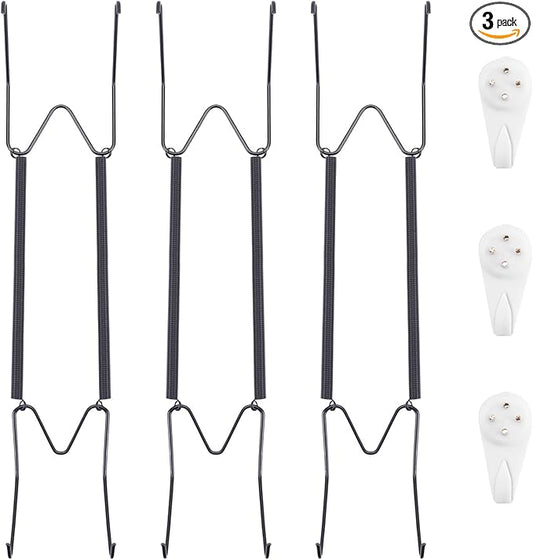 Bilillo 3 Pack Plate Hangers for The Wall, Suitable for 12''-16'' Decorative Plate,Invisible Heavy Duty Wire Plate Holder with Wall Hooks, Plate Hangers for Displaying Plates, Platter, Dish (Black)