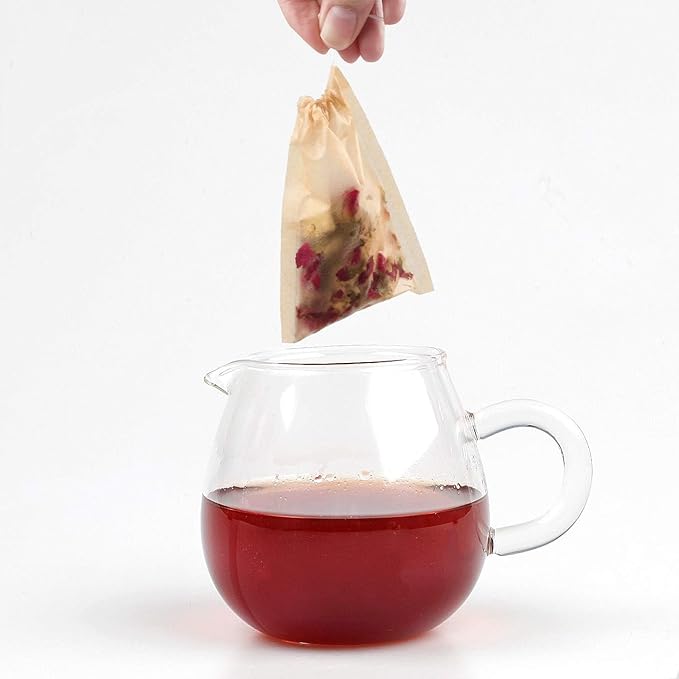 100Pcs Disposable Tea Bags for Loose Leaf Tea, 100% Natural Wood Pulp Paper Material, Empty Unbleached Filter Bags with Drawstring
