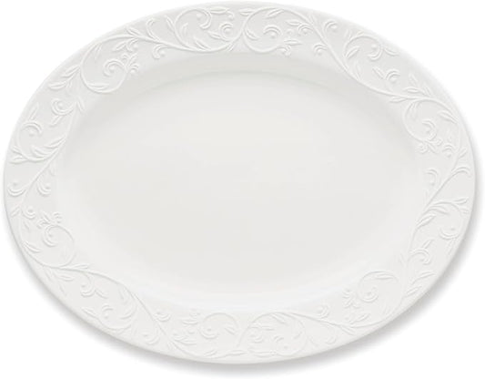 Lenox Opal Innocence Carved Large Oval Platter -,White