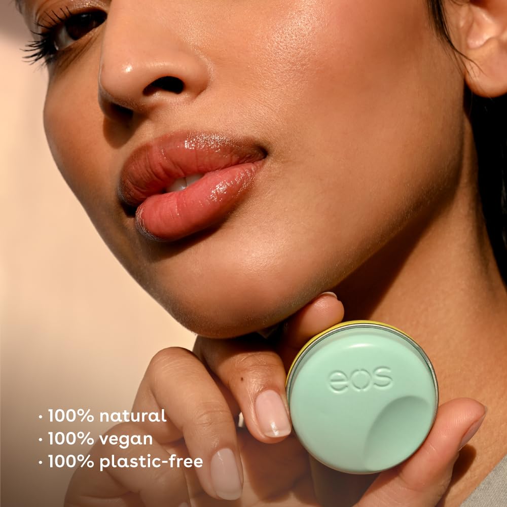 eos Plant-Based Vegan Lip Salve - Sweet Mint, 100% Natural Formula, Cocoa Butter Lip Balm with Upcycled Olive Squalane, Cruelty-Free, 0.42 oz (Pack of 2)