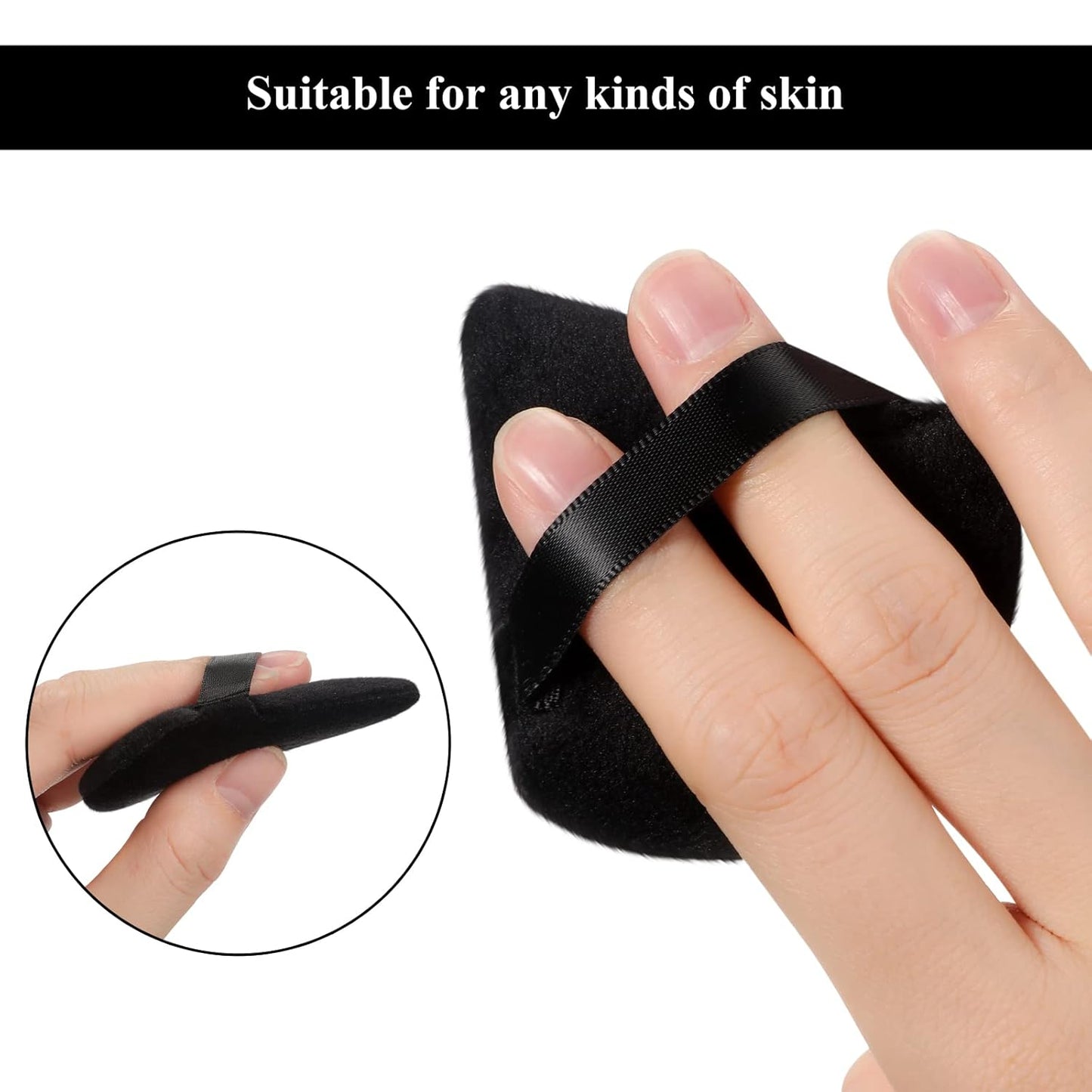 Maitys 12 Pieces Powder Puff Triangle Face Makeup Cosmetic for Loose Powder Soft Body Washable Reusable Foundation Sponge Mineral Wet Dry Makeup Tool for Women(Large, Small,Black)