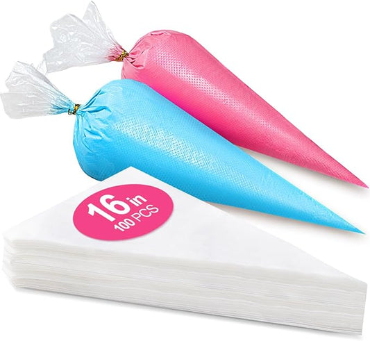 16 Inch Piping Bags Disposable, 100Pcs Large Pastry Bags, Frosting Bags, Cake Decorating Bags, Decorating Bags Large Piping Bags, Decorating Bags