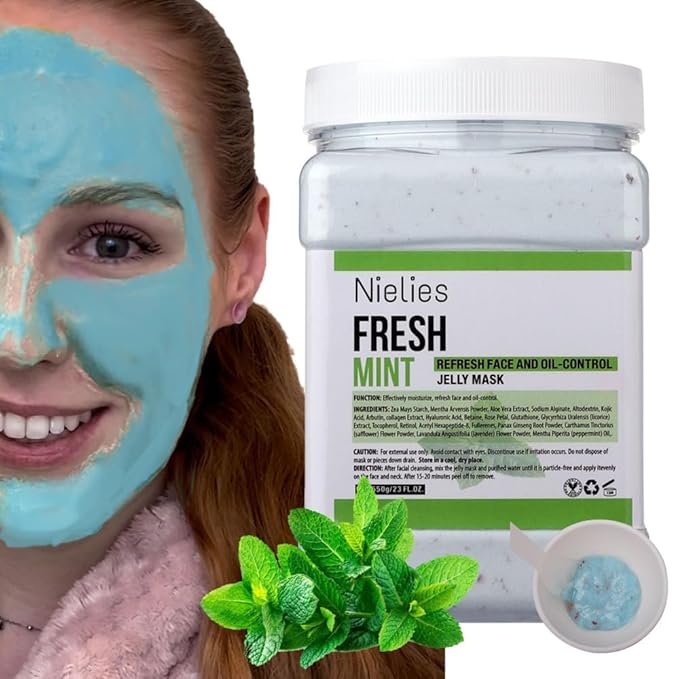 Jelly Mask for facials, Facial Skin Care- Peel-Off Jelly Mask Set, Face Mask For Instant Hydration, Vegan Peel Off Face Mask, For Moisturizing, Smoothing (Fresh Mint)