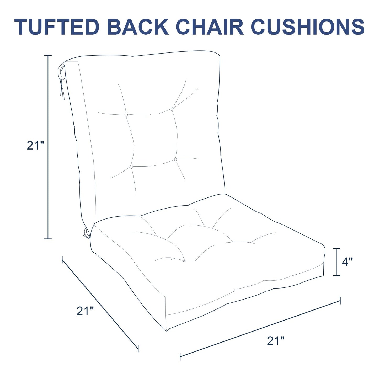 Melody Elephant Outdoor Chair Cushions, Tufted Back Patio Furniture Cushions Set of 2, Water Repellent Wicker High Back Chair Cushion for Home Garden Lounge Deep Chairs, 42x21x4 Inch, Damask Green