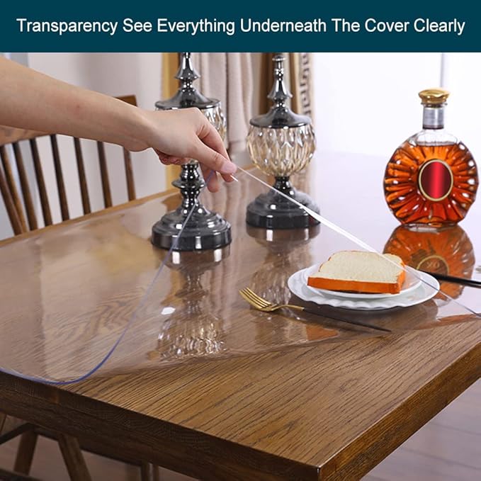 Multi-Size Table Protector Large Clear Plastic Tablecloth Vinyl Tablecloth PVC for Dining Painting Table Mat Pad Furniture Protector 42x60 inch