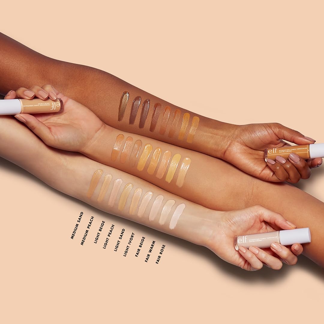 e.l.f. Hydrating Camo Concealer, Covers Blemishes & Under-Eye Circles, Full-Coverage & Delivers A Satin Finish, Vegan & Cruelty-Free, Fair Warm