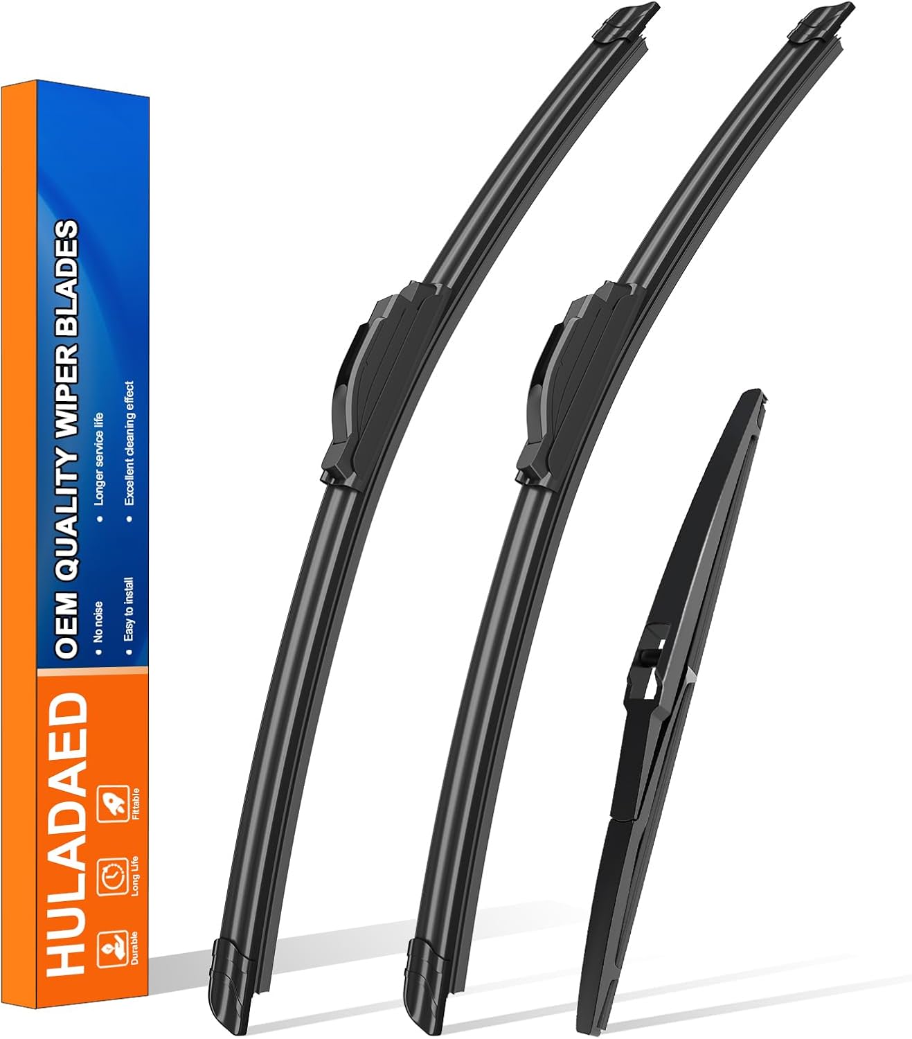 HULADAED® 24''+17''+12'' Windshield Wipers Replacement for Toyota RAV4 2012-2006,Silicone Front Rear Wiper blades for MY Car-All Weather & Quiet(3 PACK)