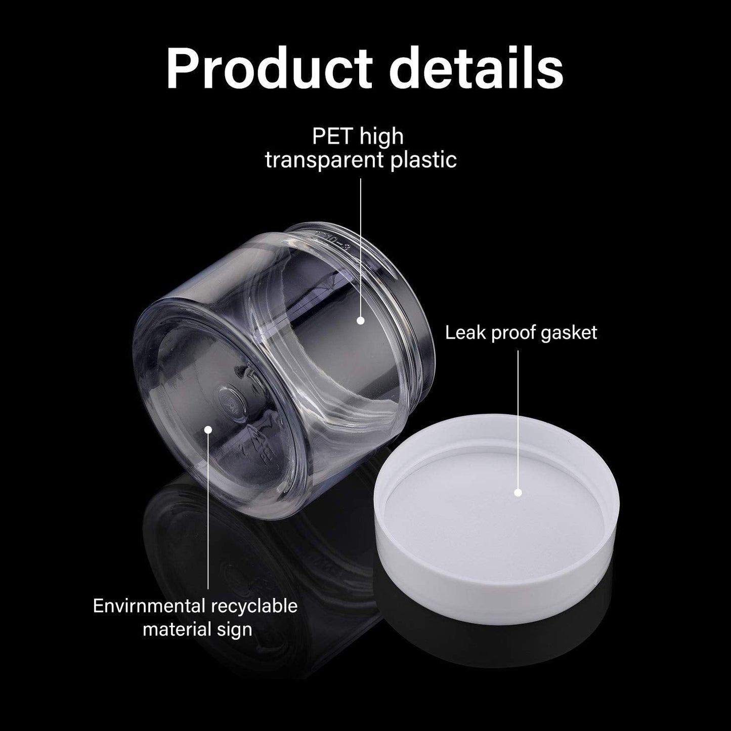 Patelai 4 Pieces Round Wide-mouth Leak Proof Plastic Container Jars with Lids for Travel Storage Makeup Beauty Products Face Creams Oils Salves Ointments DIY Making(2 Ounce,White)